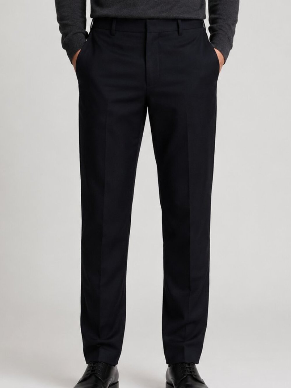Retro Mens Black Flat Front Dress Pants Slacks 38x34 Classic Fit LIKE NEW